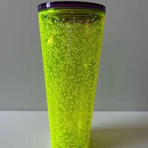 Starbucks Vibrant Yellow Party Tumbler with Purple Lid